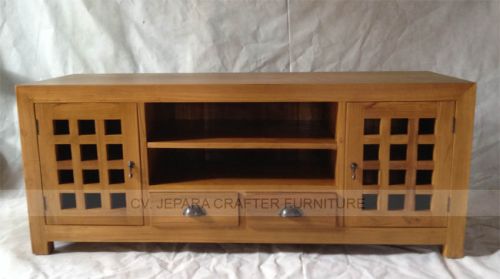 Minimalist TV Tables 2 Doors Teak Wood